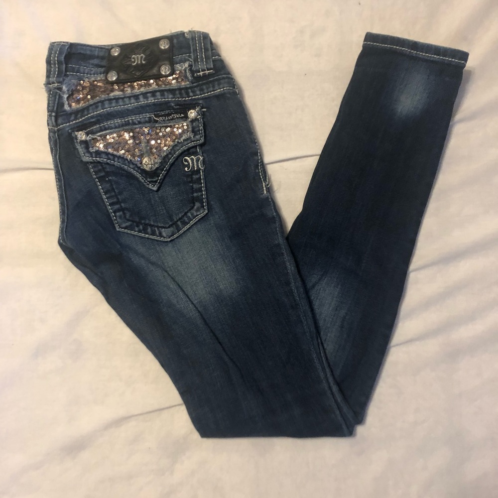 Miss me skinny jeans with gold sequins